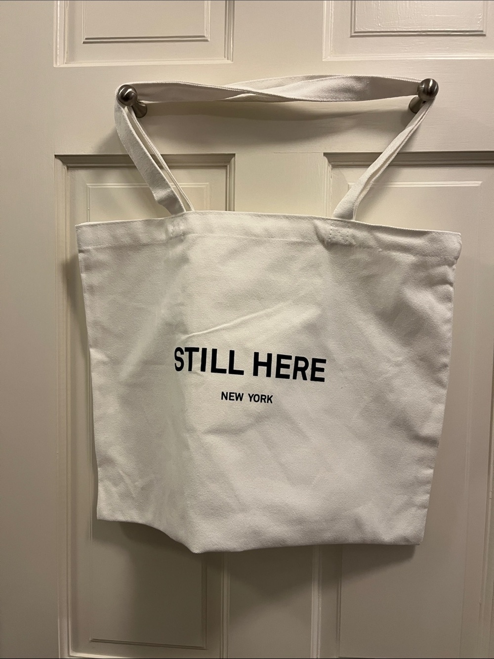 Still Here New York White Canvas Tote